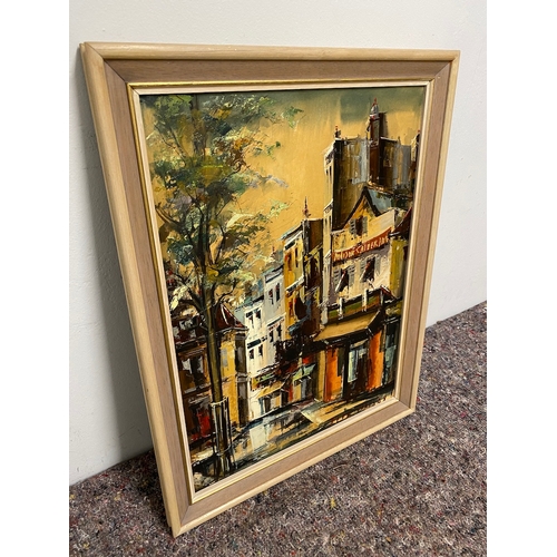 94 - Original Street Scene Art signed lower right indistinctly 42cm x 54cm