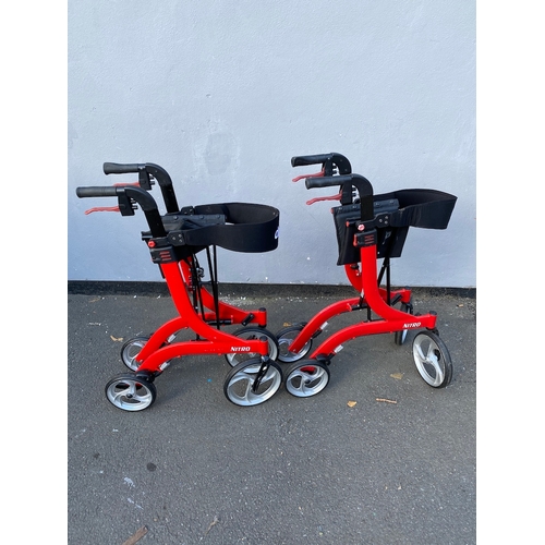 136 - A pair of red Drive Nitro Mobility Aid Walkers - very good condition