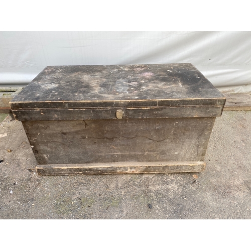 140 - Antique Tool Chest 101cm x 56cm x 53cm - no key