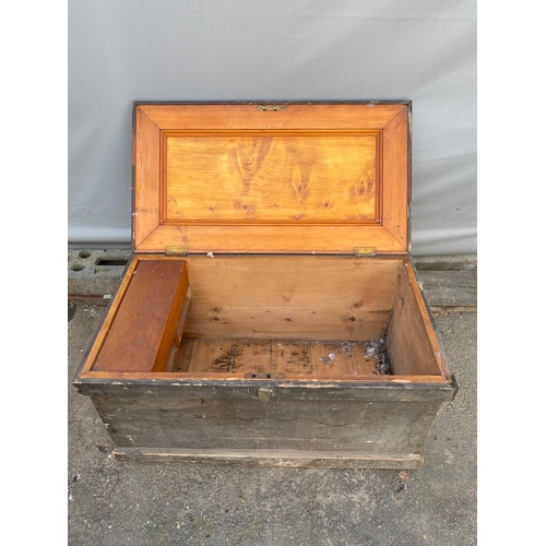 140 - Antique Tool Chest 101cm x 56cm x 53cm - no key