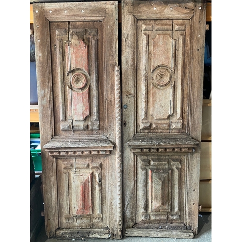 141 - circa 18th Century French Solid Oak Entrance Doors - Strong and solid with wear commensurate with ag... 