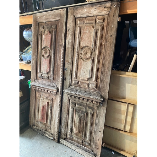 141 - circa 18th Century French Solid Oak Entrance Doors - Strong and solid with wear commensurate with ag... 