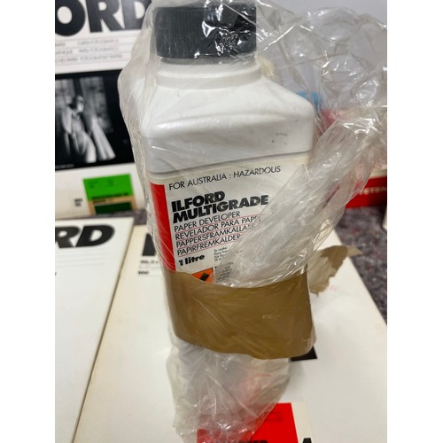 22 - Collection of Photographic / Darkroom Materials including Ilford paper / processing chemicals - majo... 