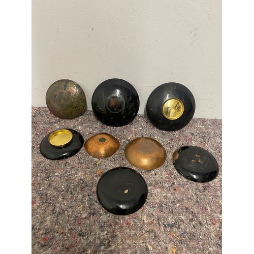 37 - Collection of eight vintage 20th century copper / brass enamel dishes - Danish / Oriental Designs