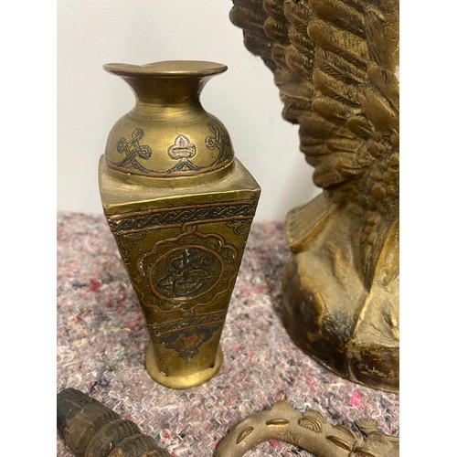 36 - Collection of vintage items including brass Eagle , oriental and asian collectables , pair of vintag... 