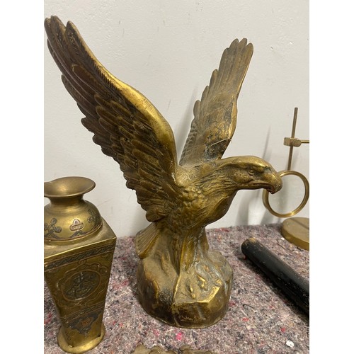 36 - Collection of vintage items including brass Eagle , oriental and asian collectables , pair of vintag... 