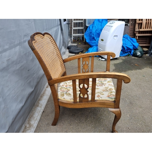 175 - Edwardian Cane Back Bedroom Armchair