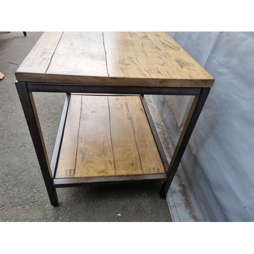 185 - Modern designer end table on metal legs 69cm x 62cm x 51cm