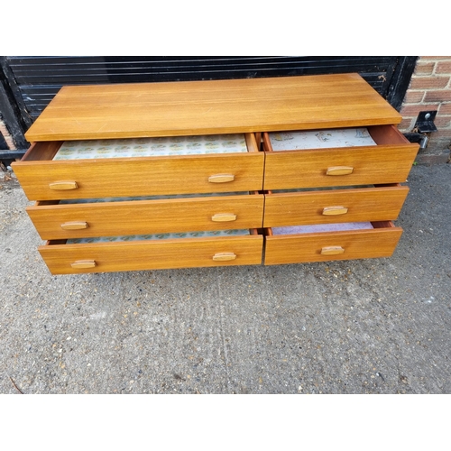 192 - G PLAN QUADRILLE 1960S DOUBLE TEAK CHEST OF DRAWERS 132cms wide 71.5cms high and 46cms - in very goo... 