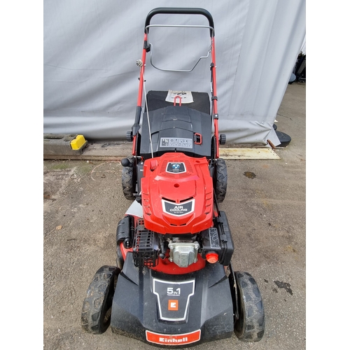 197 - Einhell GC-PM 47 SHW 5-in-1 Hi-Wheel Self-Propelled Petrol Lawn Mower - Starter cord needs attention... 