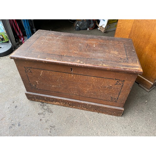 140A - Antique Pine Tool Chest - 87cm x 47cm x 52cm