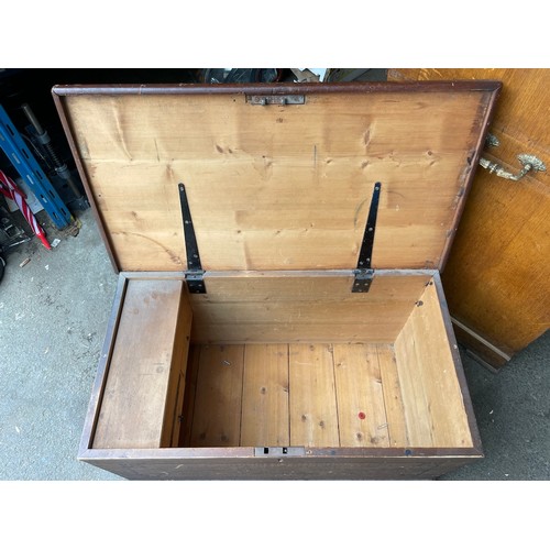 140A - Antique Pine Tool Chest - 87cm x 47cm x 52cm