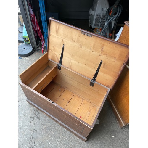 140A - Antique Pine Tool Chest - 87cm x 47cm x 52cm