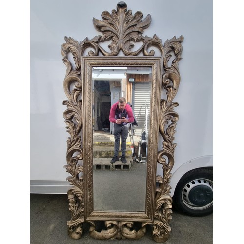 208a - A lovely modern full length silver Rococo styled mirror 218cm x 104cm in very good order