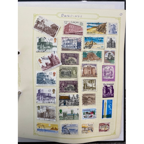 83 - Folder containing over 20/30 pages of British & World Stamps of Buildings / Butterflies & Insects