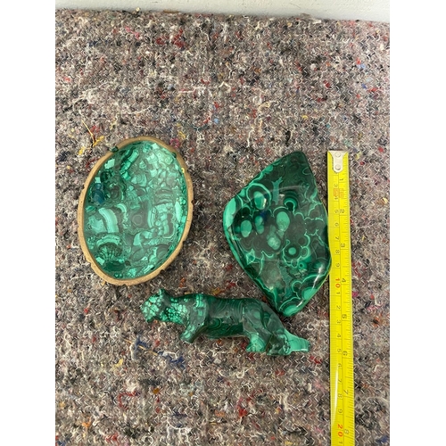 91 - Three Vintage Malachite Items A/F