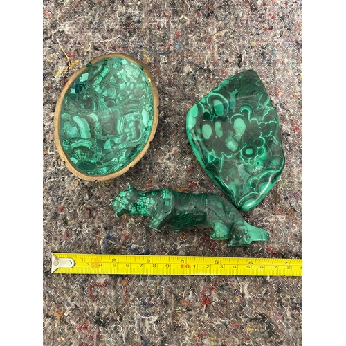 91 - Three Vintage Malachite Items A/F