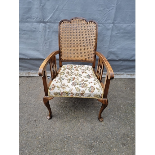 415 - Edwardian Cane Back Bedroom Armchair