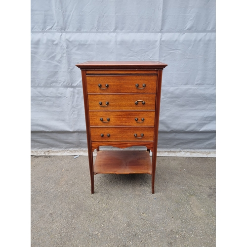 416 - Edwardian Mahogany Music Sheet Drawer Cabinet - 54cm x 39cm x 97cm