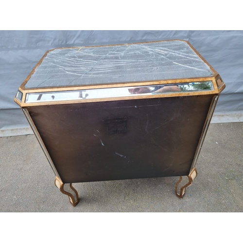 423 - Italian styled mirrored cabinet - damaged top (taped)  - 49cm x 82cm x 75cm