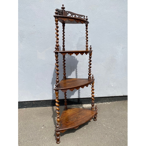 446 - Lovely Early 19th Century Rosewood Barley Twist 4 Tier Corner Etagere / Whatnot - in  good period or... 