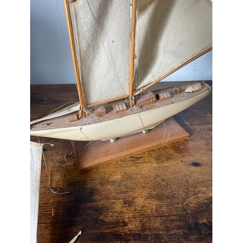 455 - Two vintage handmade models of yacht / ship - A/F