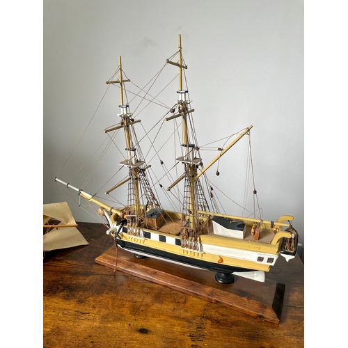 455 - Two vintage handmade models of yacht / ship - A/F