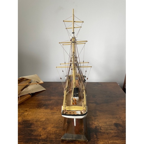 455 - Two vintage handmade models of yacht / ship - A/F