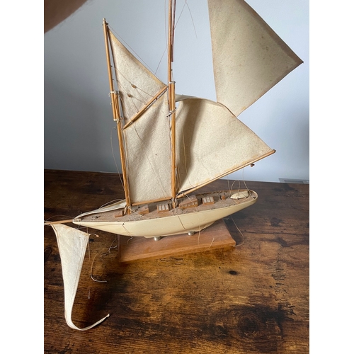 455 - Two vintage handmade models of yacht / ship - A/F