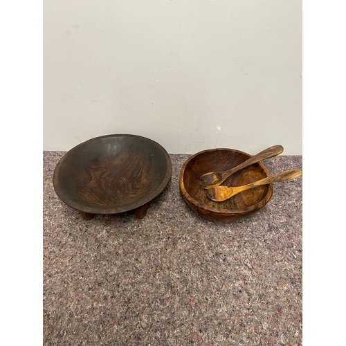 11 - Two Vintage Wood Tureen Hand carved Bowls