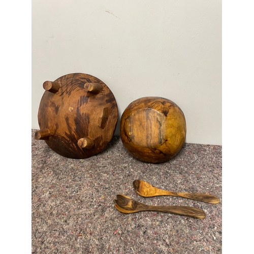 11 - Two Vintage Wood Tureen Hand carved Bowls