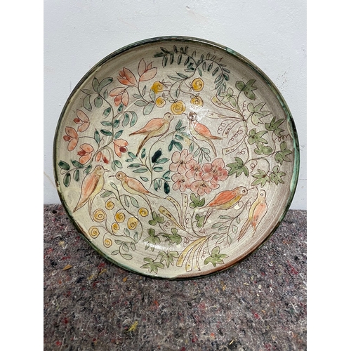 18 - Vintage hand-painted stoneware charger - signed indistinctly to verso - 31cm diameter - in very good... 