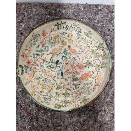 18 - Vintage hand-painted stoneware charger - signed indistinctly to verso - 31cm diameter - in very good... 