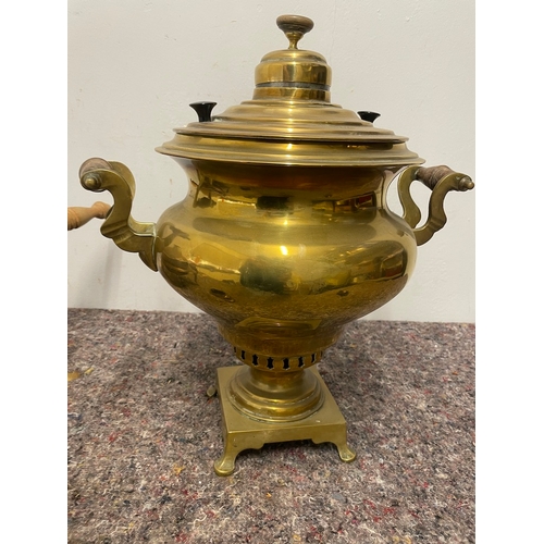 4 - Antique Brass Russian Samovar with makers mark- 40cm  + Vintage Copper Pan Burner / Heater