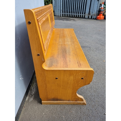 241 - Vintage Solid Oak Hall Bench / Pew with storage 140cm x 49cm x 90cm - A/F