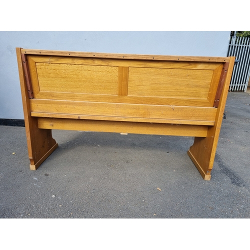 241 - Vintage Solid Oak Hall Bench / Pew with storage 140cm x 49cm x 90cm - A/F