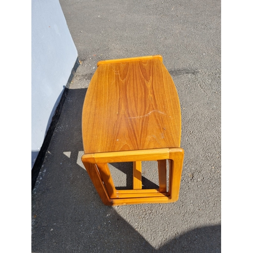 243 - Mid Century Teak Nest Of Three Tables - 61cm x 41cm 49cm - scuff to top table