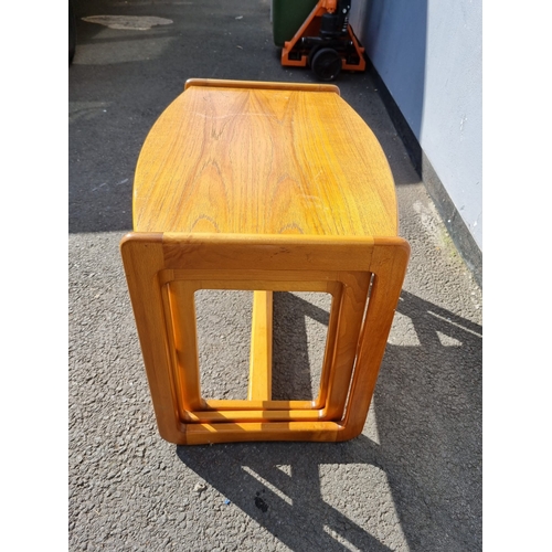 243 - Mid Century Teak Nest Of Three Tables - 61cm x 41cm 49cm - scuff to top table