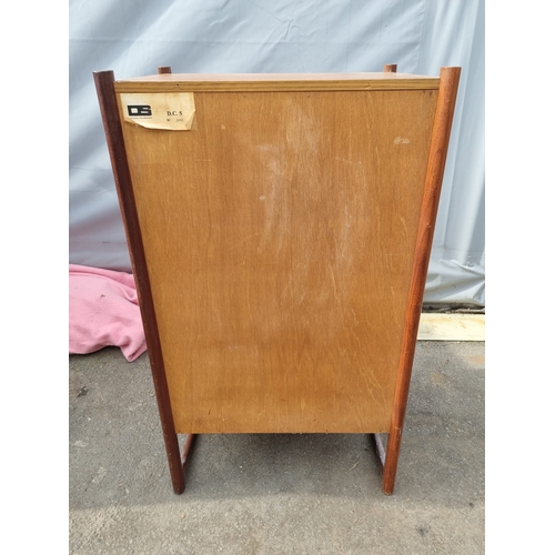 260 - Mid Century Teak Tall Boy Chest of Five Drawers 56.5cm x 41.5cm x 103cm - some marks to top and bott... 