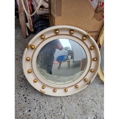 284 - Two Vintage wall mirrors including convex mirror and gilt oval bevelled mirror