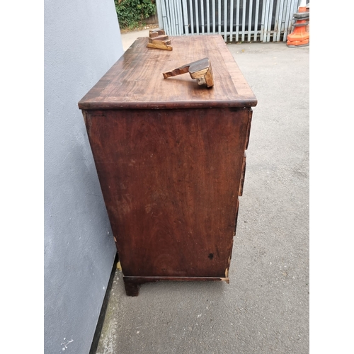 285 - 19th century mahogany 2 over 3 chest of drawers - A/F