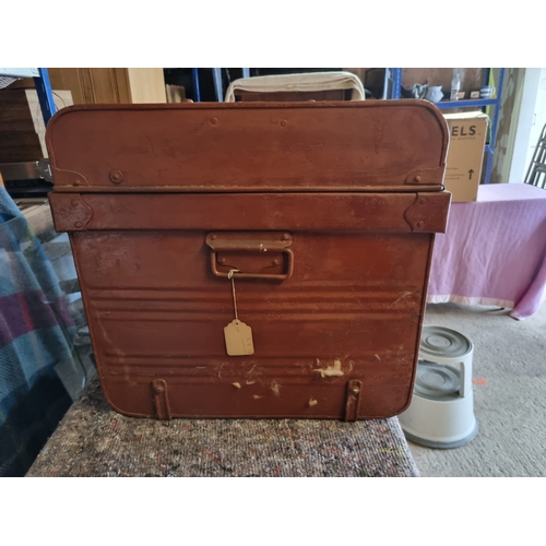 286 - Vintage Metal Veteran Series Three Drawer cabinet + vintage metal trunk