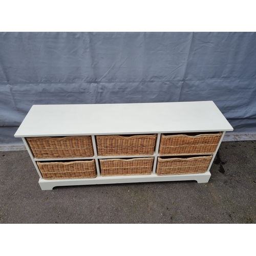 292 - Modern Low Rise Hall Cupboard with 6 Basket Draws - 151cm x 38cm x 65cm