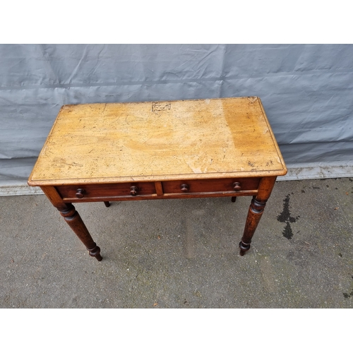 293 - Antique Pine Console Table with two draws - 47cm x 74cm x 91cm