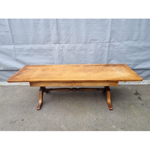 300 - Vintage Low Rise Drop Leaf Coffee Table 152cm x 53cm x 44cm