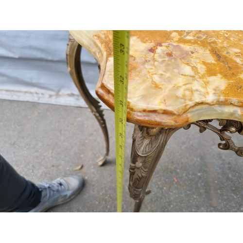 304 - Vintage Rococo Style Italian Gilded Metal Console Table with Onyx Stop -102cm x 78cm