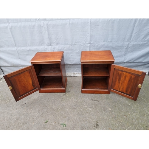 307 - Pair of Antique Mahogany Bedside Cupboards - no keys - 53cm x 70cm x 37.5cm