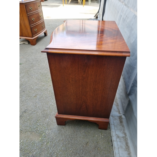 309 - Vintage Serpentine Mahogany Three Drawer Cupboard on Bracket Feet - 54cm x 42cm x 67cm