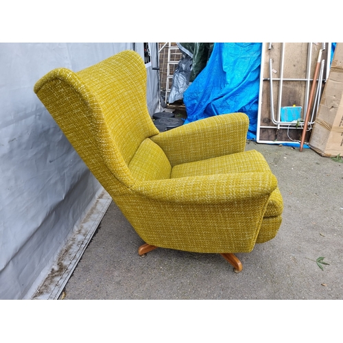 310 - Mid Century Retro Green Fabric Lounge Armchair - 86cm x 86cm