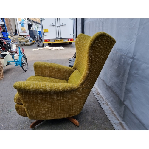 310 - Mid Century Retro Green Fabric Lounge Armchair - 86cm x 86cm